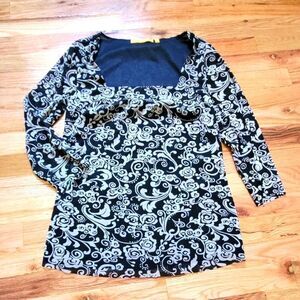 🤸‍♀️3 for 12🤸‍♂️ Lloyd Williams Paisley Print Blouse 3/4 Sleeve Medium